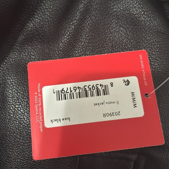 Spanx Womens Leather Like Moto Jacket Crop Biker Sz M Comfy Black Grunge NWT - Picture 11 of 11